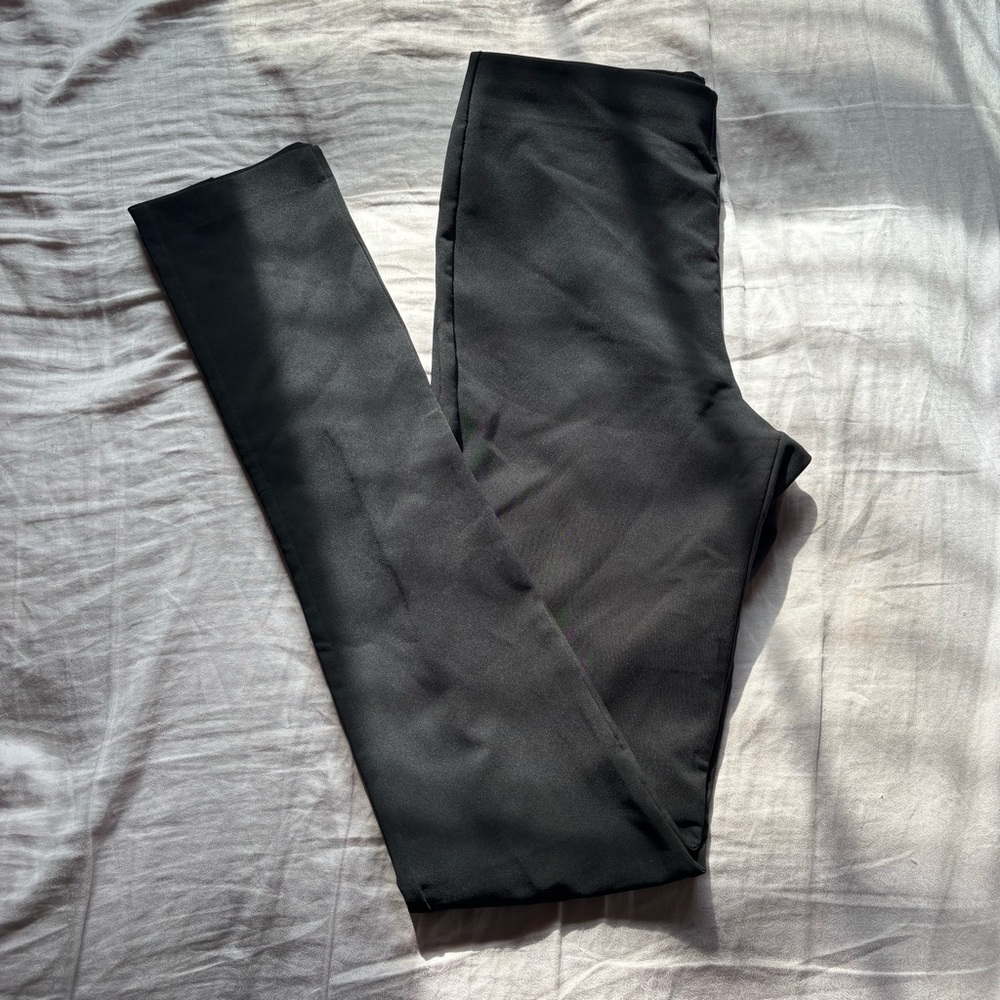 Zara Black Skinny Pants With Ankle Slits